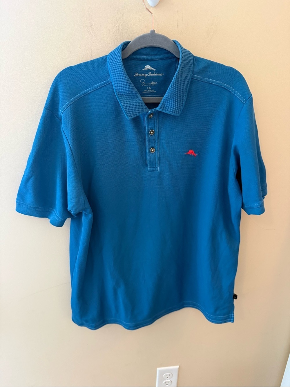 Tommy Bahama Supima Polo Resort Shirt Palace Blue Size Large